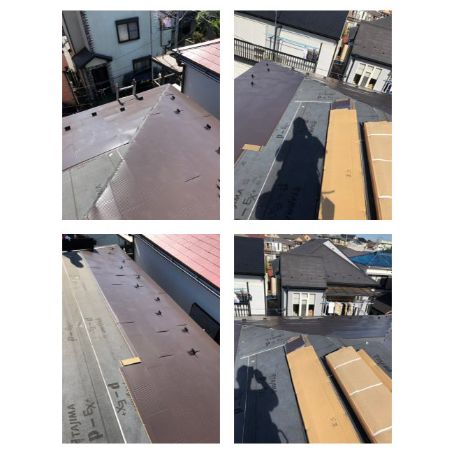 所沢市 屋根修理工事（カバー工法）屋根材の施工