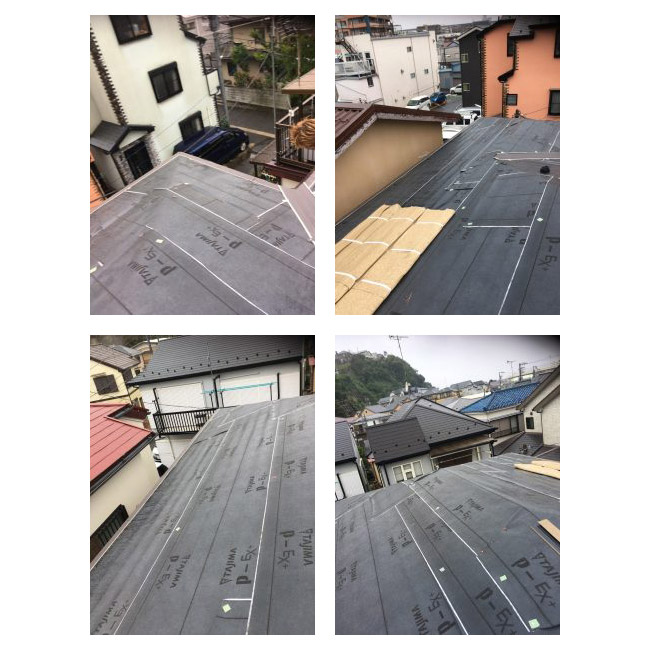 所沢市 屋根修理工事(カバー工法)ルーフィング施工