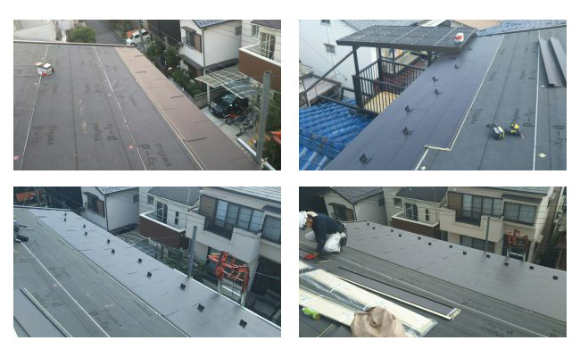 所沢市 屋根上葺き工事 新規屋根材の施工